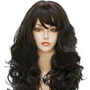 Long Wavy Curly 24 Inch Dark Brown Wig